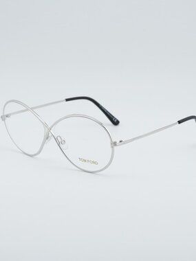 Tom Ford FT5517 018 Eyeglasses Shiny Rhodium 58mm Oval Frame